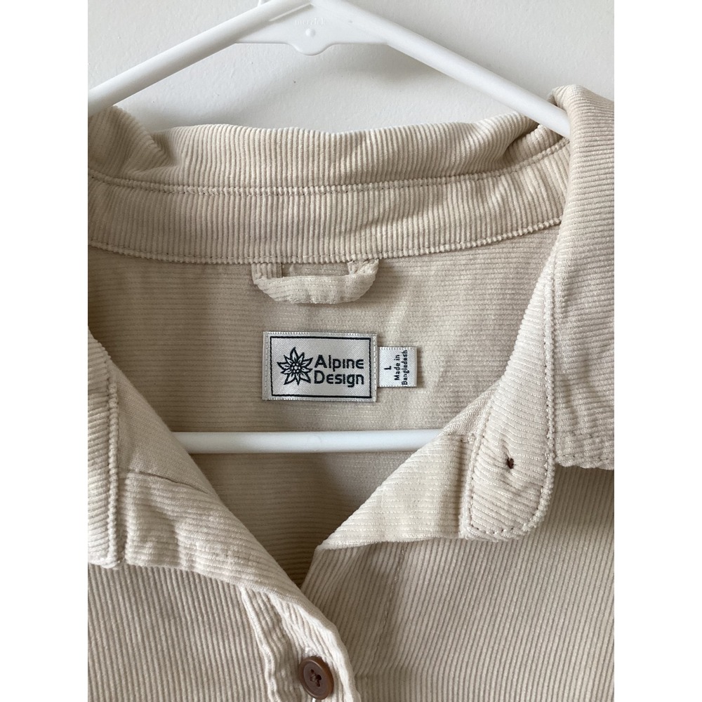 Alpine Design Womens Corduroy Shirt Jacket Morning Haze Organic Cotton L - Picture 9 of 9